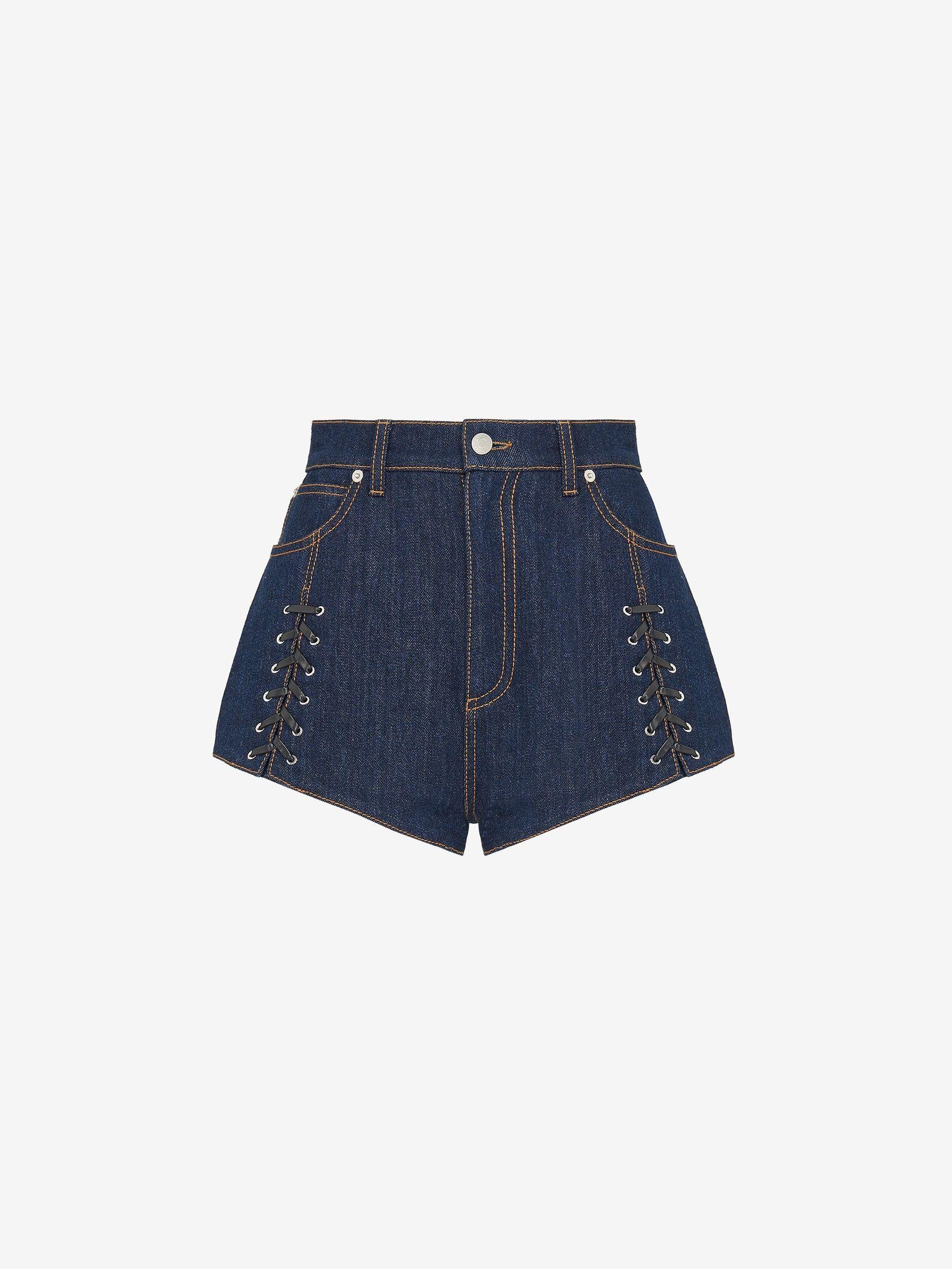 Lace Detail Denim Micro Shorts by ALEXANDER MCQUEEN