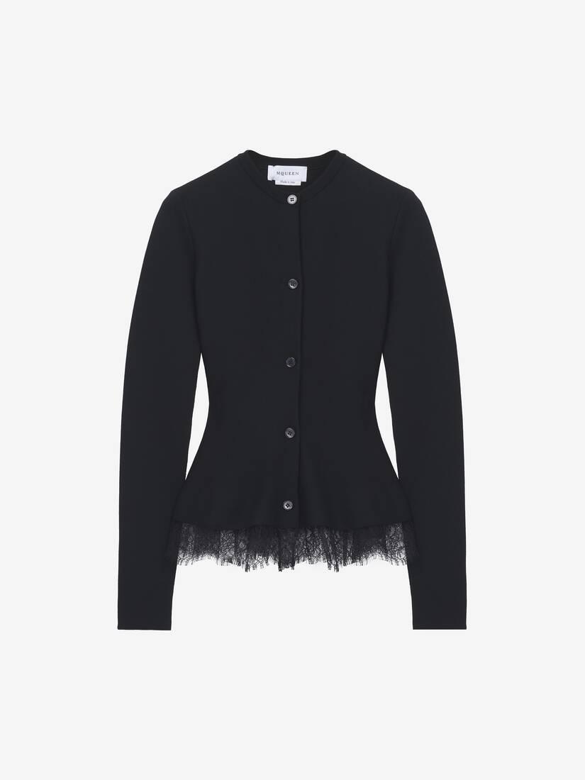 Lace Trim Peplum Cardigan by ALEXANDER MCQUEEN