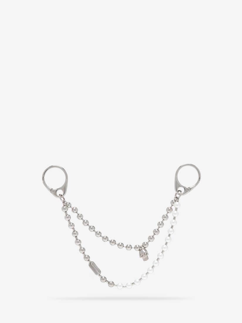 Pearl & Skull Double Chain Charm by ALEXANDER MCQUEEN