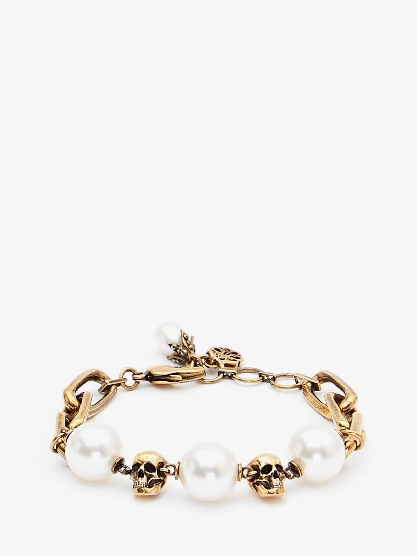 Pearl-like Skull Chain Bracelet by ALEXANDER MCQUEEN