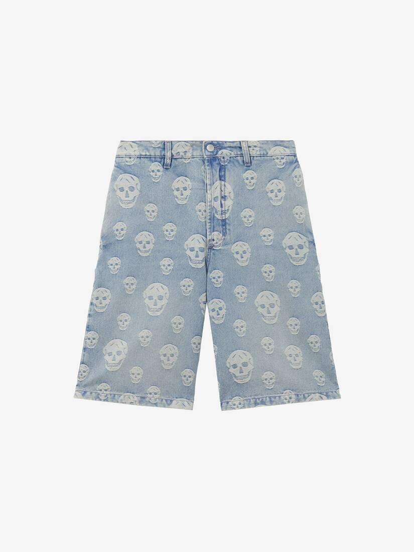 Skull Jacquard Denim Shorts by ALEXANDER MCQUEEN