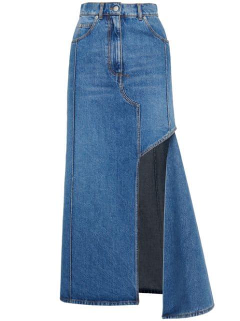 Slashed denim midi skirt by ALEXANDER MCQUEEN