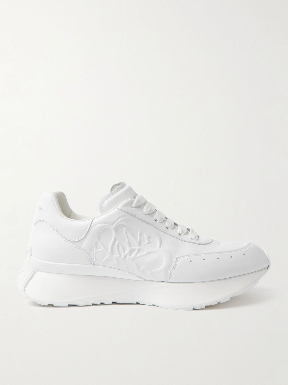 Sprint Runner Exaggerated-Sole Logo-Embossed Leather Sneakers by ALEXANDER MCQUEEN Sprint Runner Exaggerated-Sole Logo-Embossed Leather Sneakers by ALEXANDER MCQUEEN