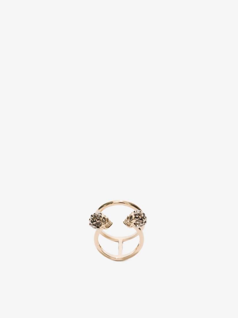 Twin Skull Double Ring by ALEXANDER MCQUEEN