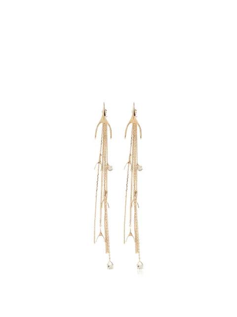 Wishbone crystal-embellished drop earrings by ALEXANDER MCQUEEN