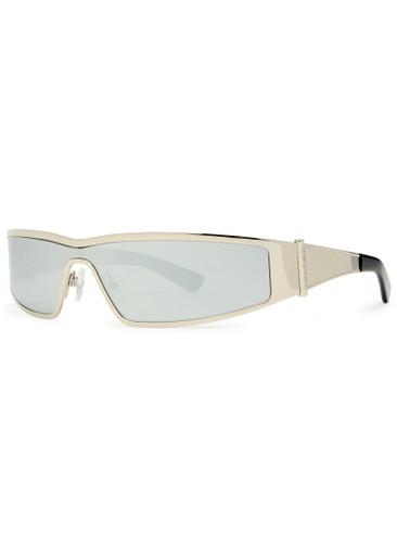 Y2K mirrored wrap-around mask sunglasses by ALEXANDER MCQUEEN