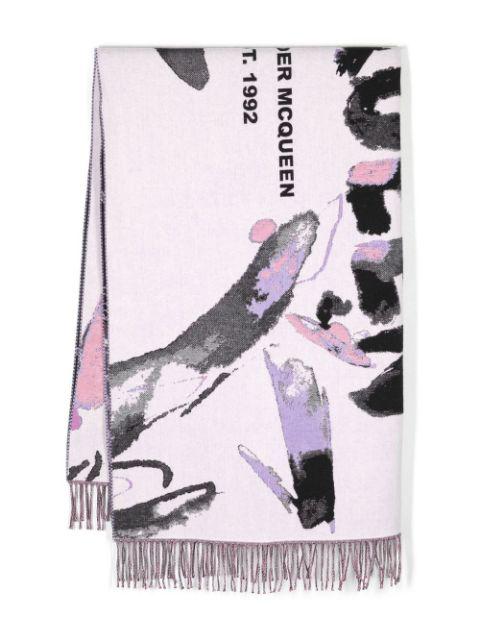 abstract pattern logo-print scarf by ALEXANDER MCQUEEN