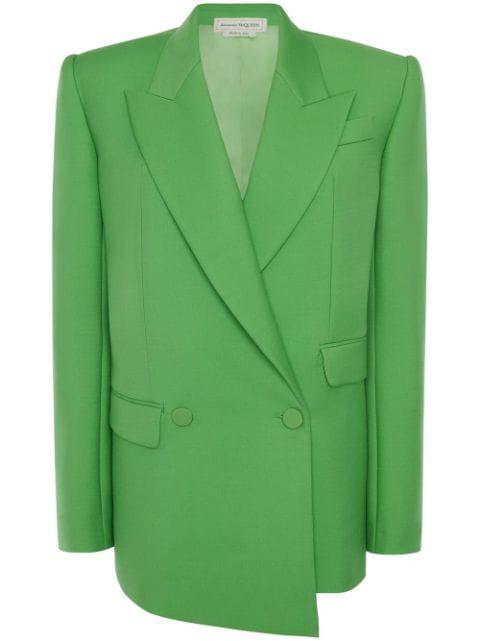 double-breasted drop hem blazer by ALEXANDER MCQUEEN