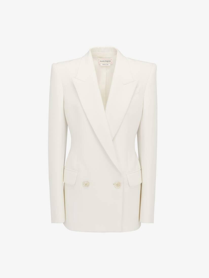 double-breasted jacket in optic white by ALEXANDER MCQUEEN