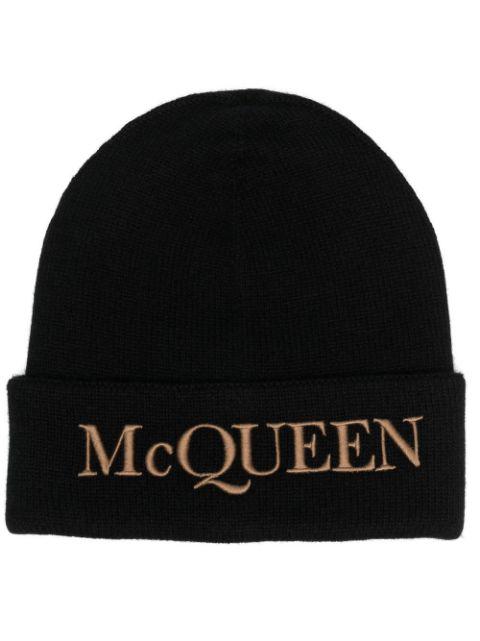 embroidered-logo ribbed beanie by ALEXANDER MCQUEEN