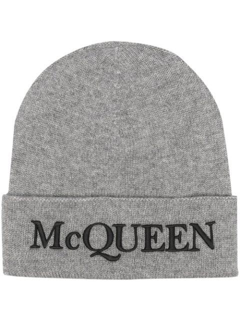 embroidered-logo ribbed beanie by ALEXANDER MCQUEEN