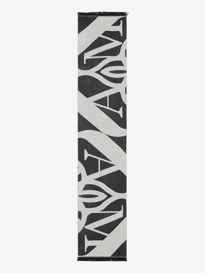exploded seal logo scarf in ivory/black by ALEXANDER MCQUEEN