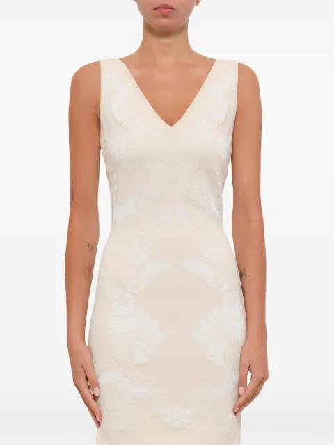 floral-jacquard V-neck dress by ALEXANDER MCQUEEN