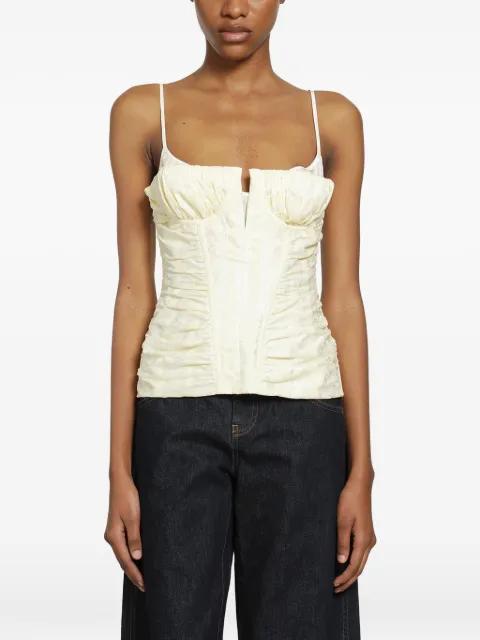 floral-jacquard ruched corset top by ALEXANDER MCQUEEN