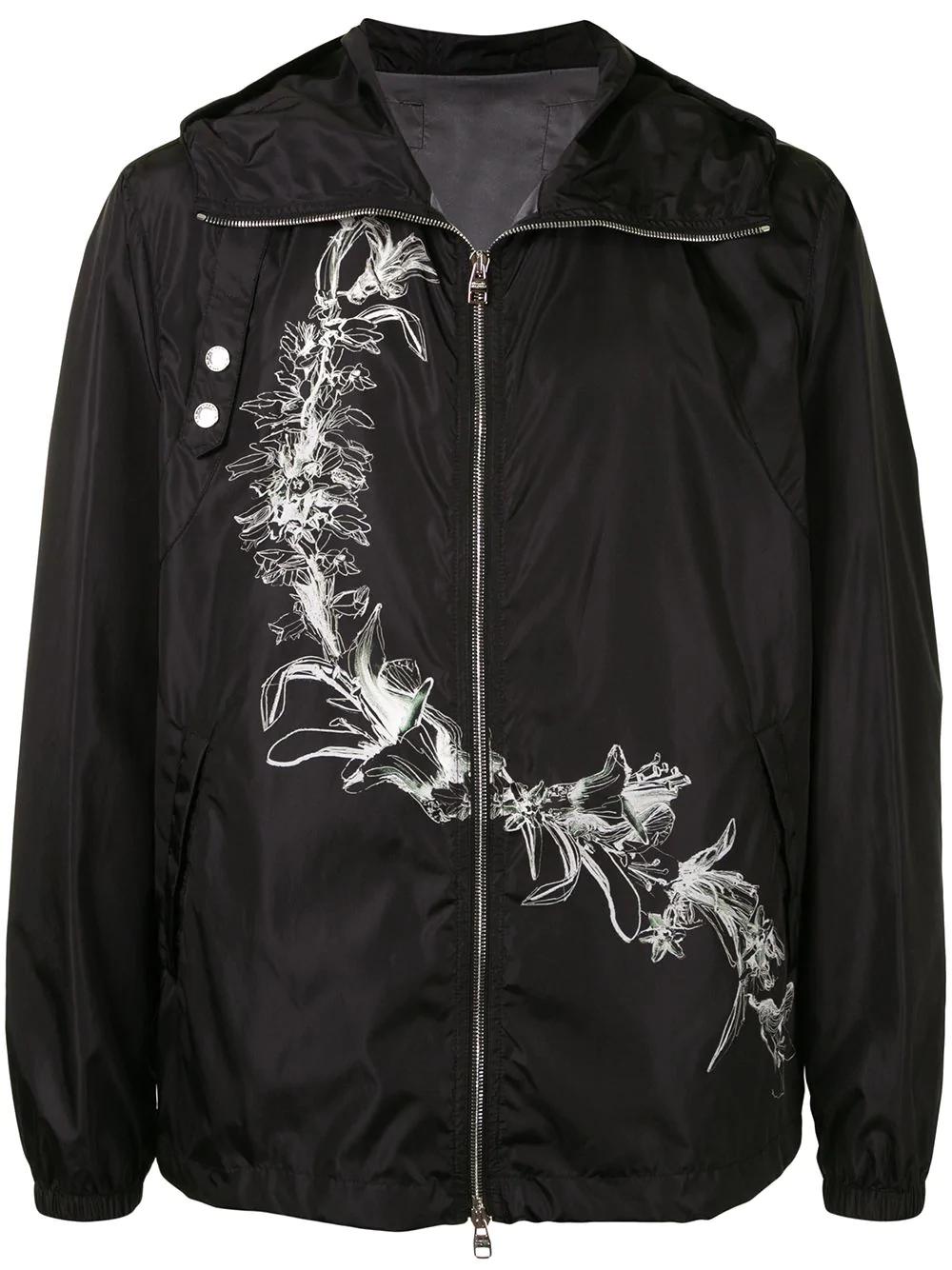 floral-print zip-front hoodied jacket by ALEXANDER MCQUEEN