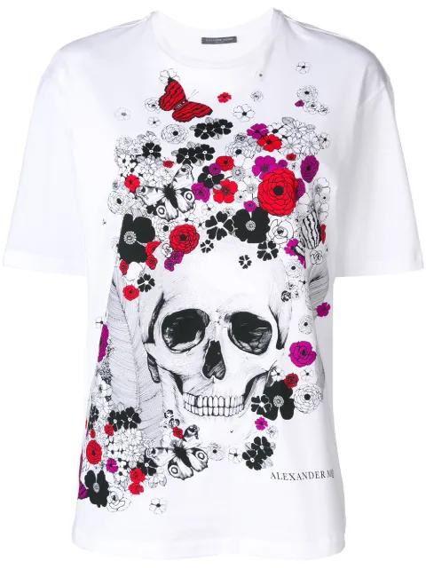 floral skull-motif T-shirt by ALEXANDER MCQUEEN