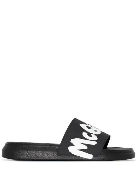 graffiti-logo slip-on slides by ALEXANDER MCQUEEN