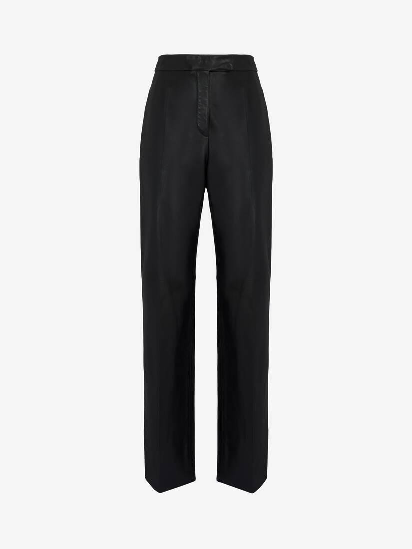 high-waisted leather trousers in black by ALEXANDER MCQUEEN