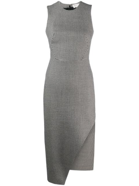 houndstooth asymmetric midi dress by ALEXANDER MCQUEEN