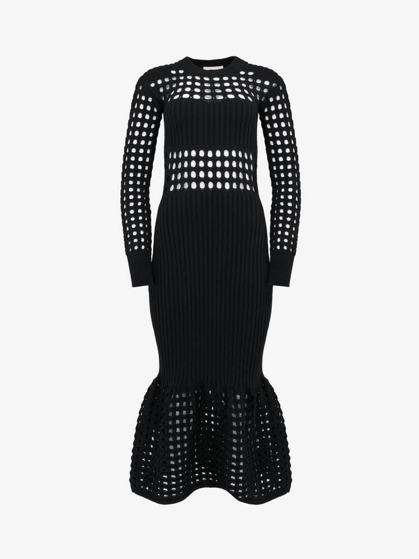 knitted mesh midi dress in black by ALEXANDER MCQUEEN