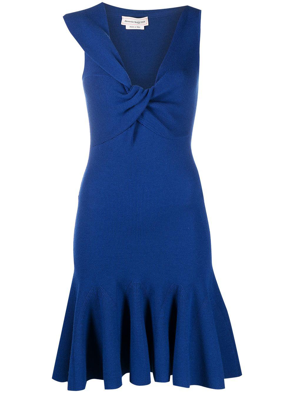 knotted asymmetric neckline dress by ALEXANDER MCQUEEN