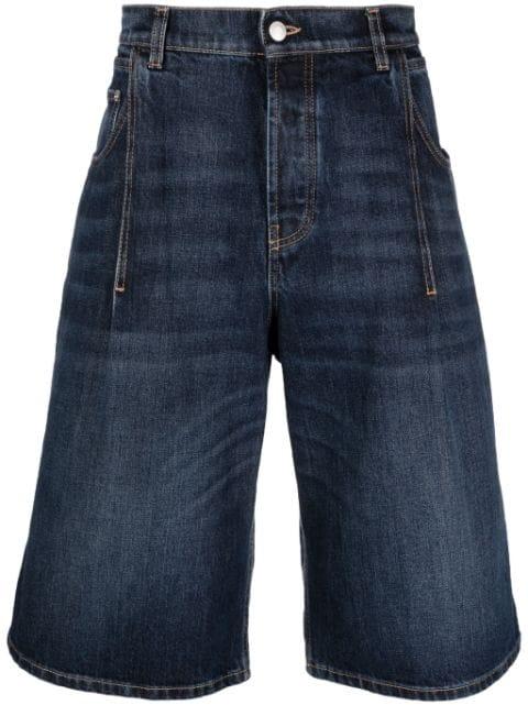 leather-logo-patch denim shorts by ALEXANDER MCQUEEN