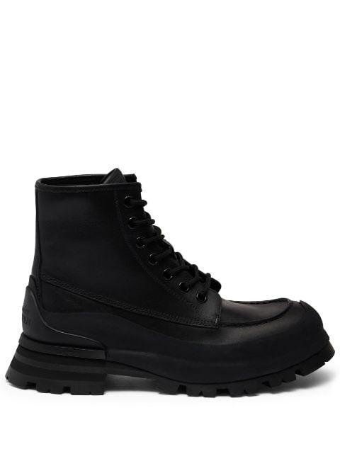 logo-embossed leather combat boots by ALEXANDER MCQUEEN