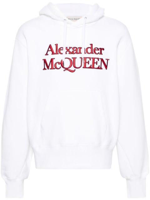 logo-embroidered cotton hoodie by ALEXANDER MCQUEEN