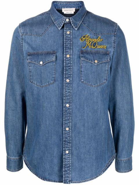 logo-embroidered denim shirt by ALEXANDER MCQUEEN