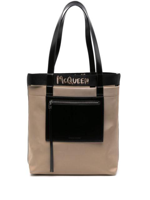 logo-embroidered leather tote bag by ALEXANDER MCQUEEN