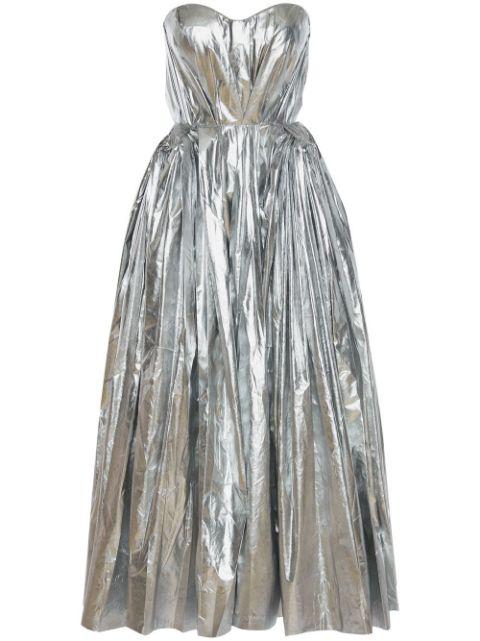 metallic-finish bustier midi dress by ALEXANDER MCQUEEN