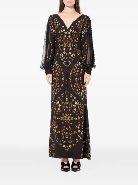 obsidian-print long-sleeve dress by ALEXANDER MCQUEEN