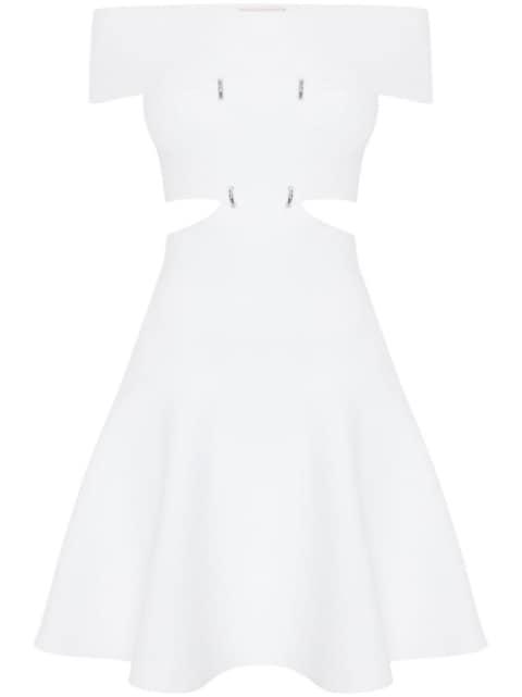 off-shoulder flared mini dress by ALEXANDER MCQUEEN