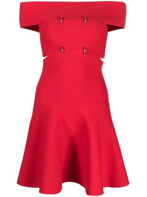 off-shoulder flared mini dress by ALEXANDER MCQUEEN