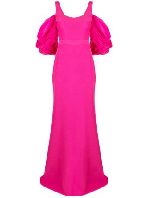 off-shoulder long gown by ALEXANDER MCQUEEN