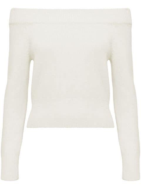off-shoulder ribbed-trimmed jumper by ALEXANDER MCQUEEN
