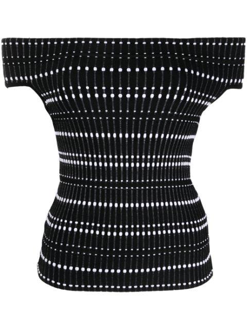 open-knit off-shoulder top by ALEXANDER MCQUEEN