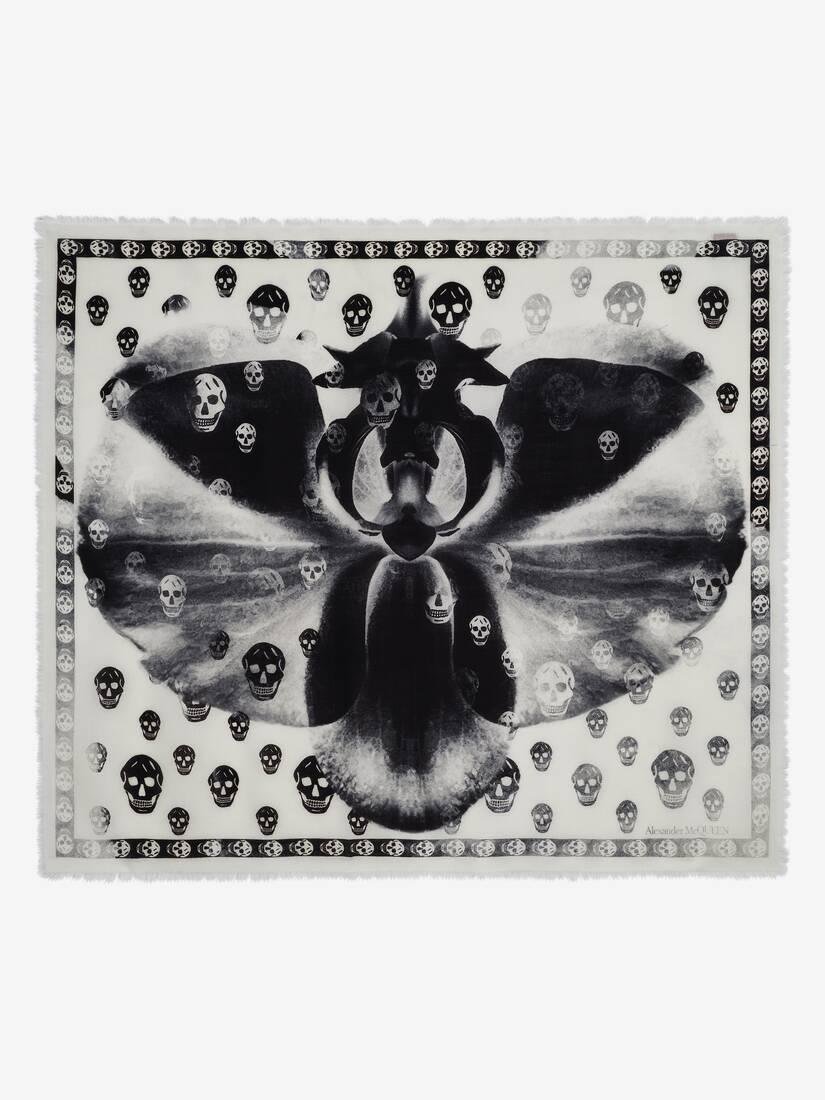 orchid classic skull foulard in ivory/black by ALEXANDER MCQUEEN