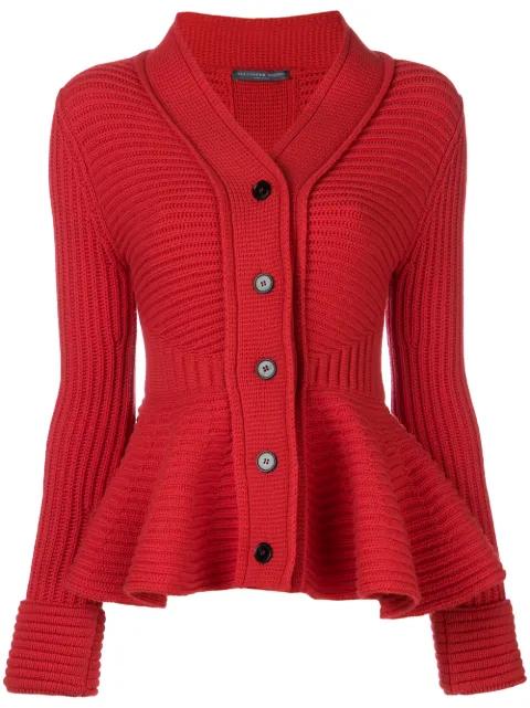 peplum ribbed cardigan by ALEXANDER MCQUEEN