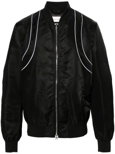 piped-trim zip-up bomber jacket by ALEXANDER MCQUEEN