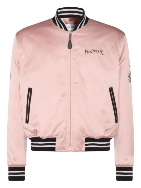 rose-embroidery satin bomber jacket by ALEXANDER MCQUEEN