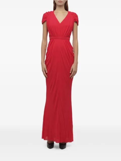 ruched V-neck maxi dress by ALEXANDER MCQUEEN