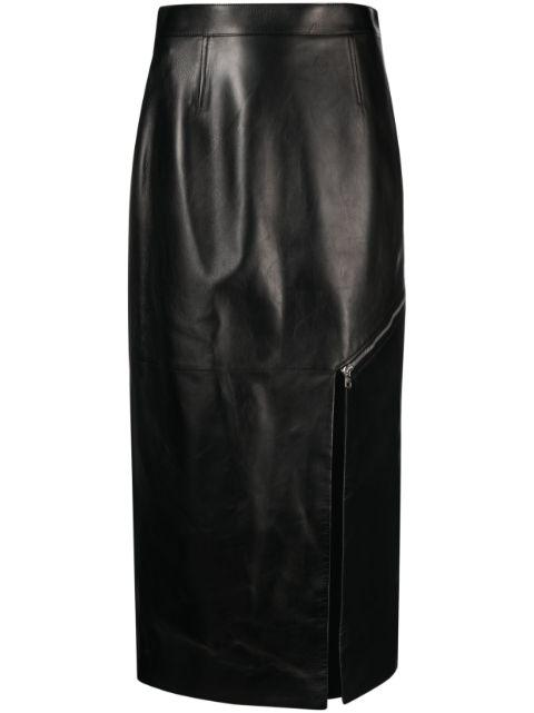 side-slit leather midi skirt by ALEXANDER MCQUEEN
