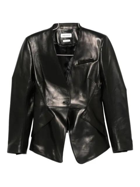 single-breasted calfskin leather jacket by ALEXANDER MCQUEEN