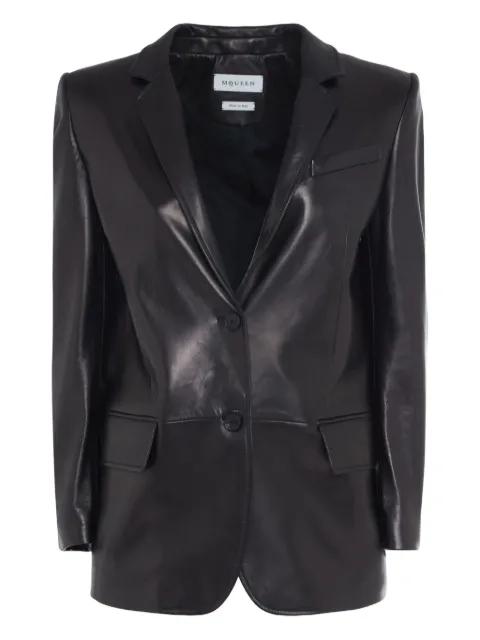 single-breasted leather blazer by ALEXANDER MCQUEEN
