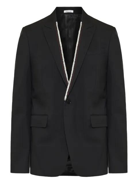 single-button frayed-detail jacket by ALEXANDER MCQUEEN