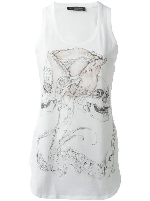 skull and rose print tank top by ALEXANDER MCQUEEN