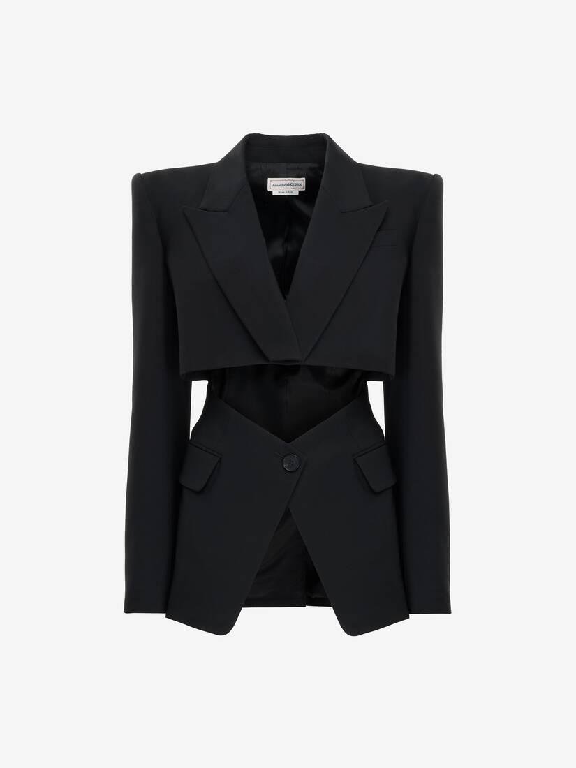 slashed tailored jacket in black by ALEXANDER MCQUEEN