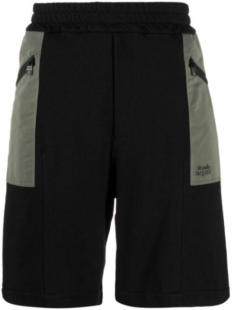 two-tone elasticated track shorts by ALEXANDER MCQUEEN