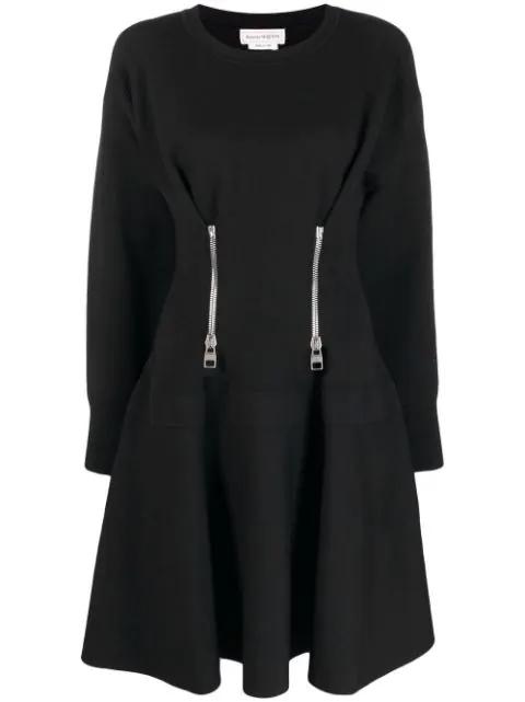 zip-detail flared dress by ALEXANDER MCQUEEN